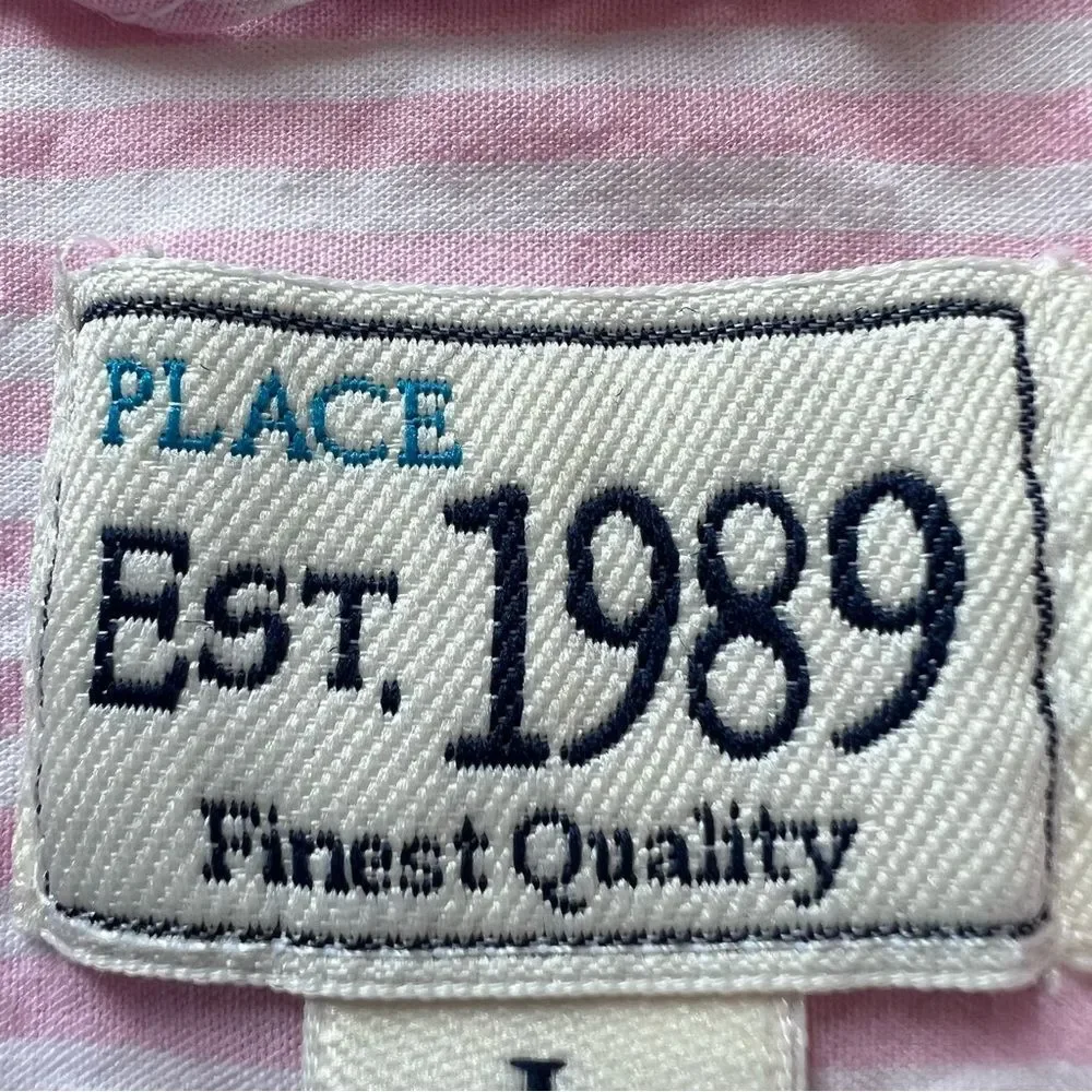 Children’s Place Girls Cotton Pink White Striped Button Down Blouse